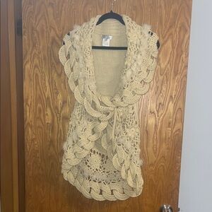 Solitaire NWOT Elegant Cream Crochet Women's Sweater size Large